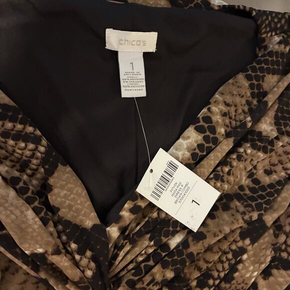 Chico's Dress NWT Size 1 (8/10) Liquid Knit Python Maida Maxi Lined Twist Front - Picture 4 of 7